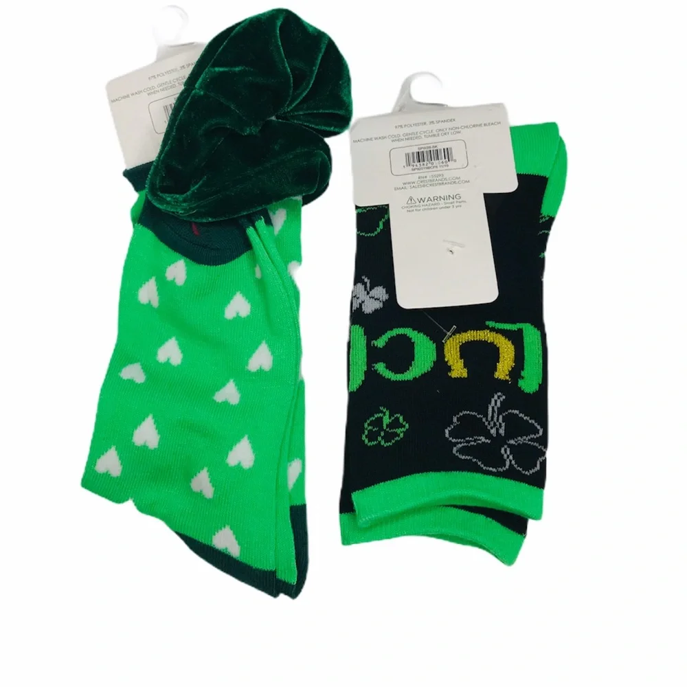 Crest Brands St Patricks Day Socks and Scrunchie